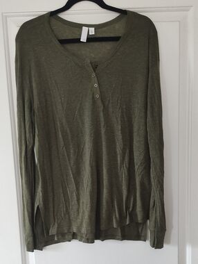 bp Olive Green Long-Sleeve Henley Top